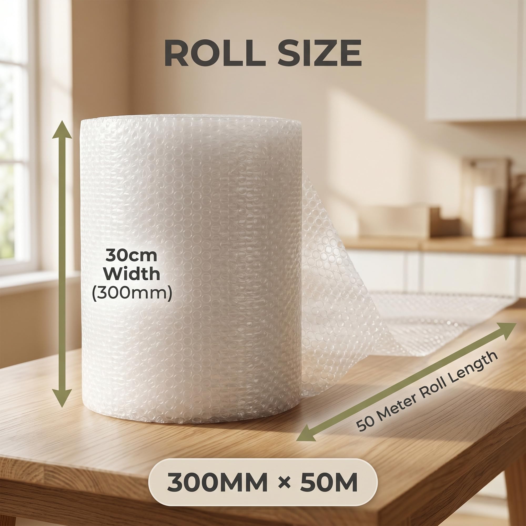 Inkspire Bubble Wrap Roll - 300mm x 50m Small Air Bubbles for Packing & Shipping