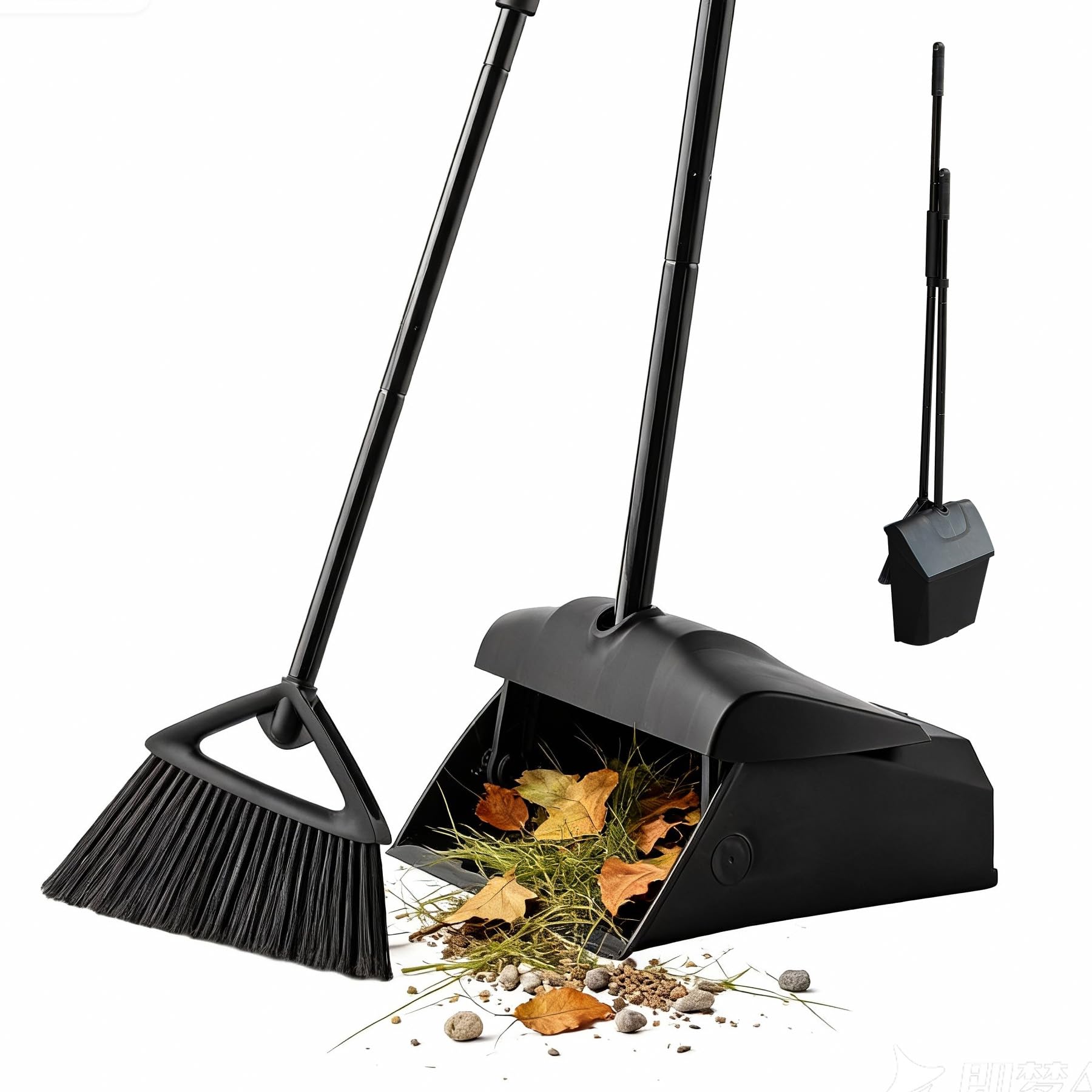 Eyliden Long Handled Dustpan and Brush Set - Upright, Windproof Lid | 58.8in Broom 1