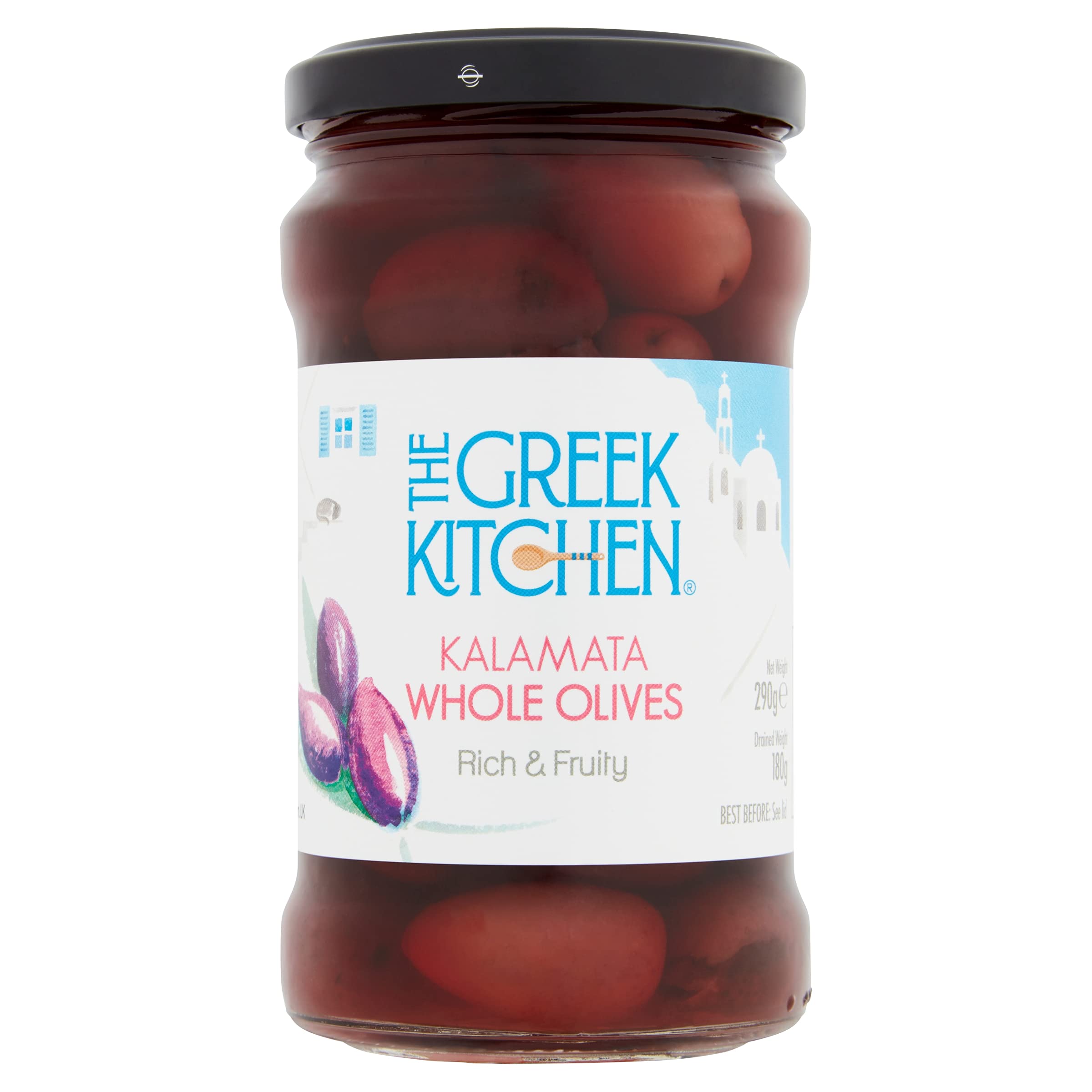 The Greek Kitchen Kalamata Whole Olives - Plump, Meaty Texture | 290g 1