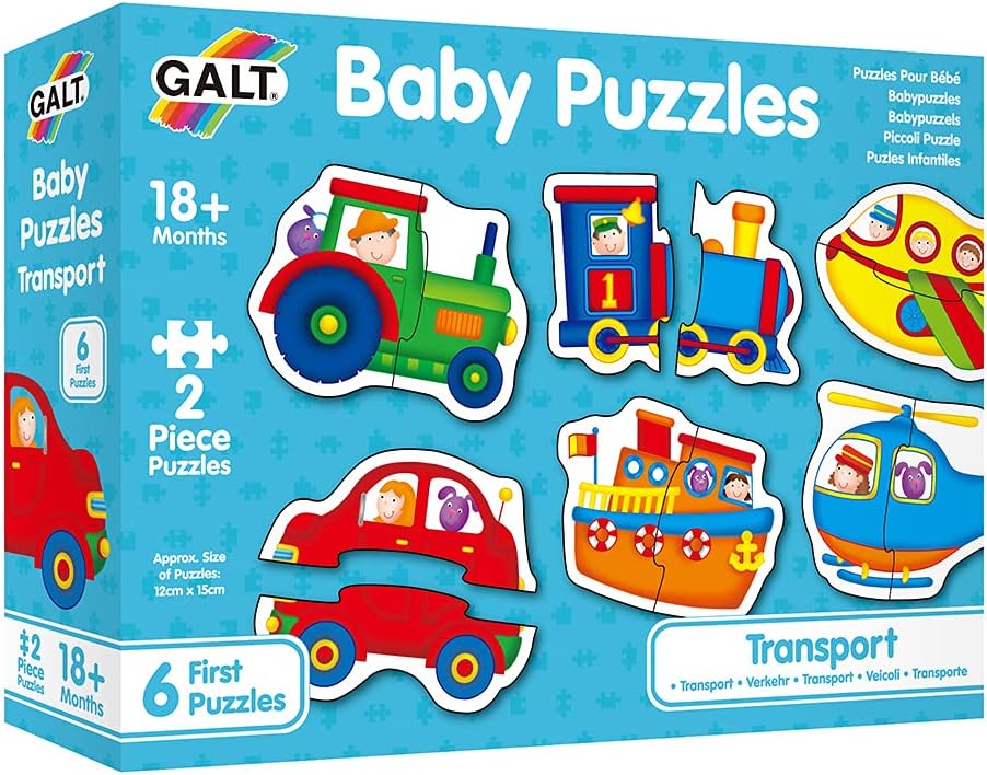 Galt Toys Baby Puzzles - Transport 2-Piece Jigsaw Set for Toddlers 18 Months+ 1