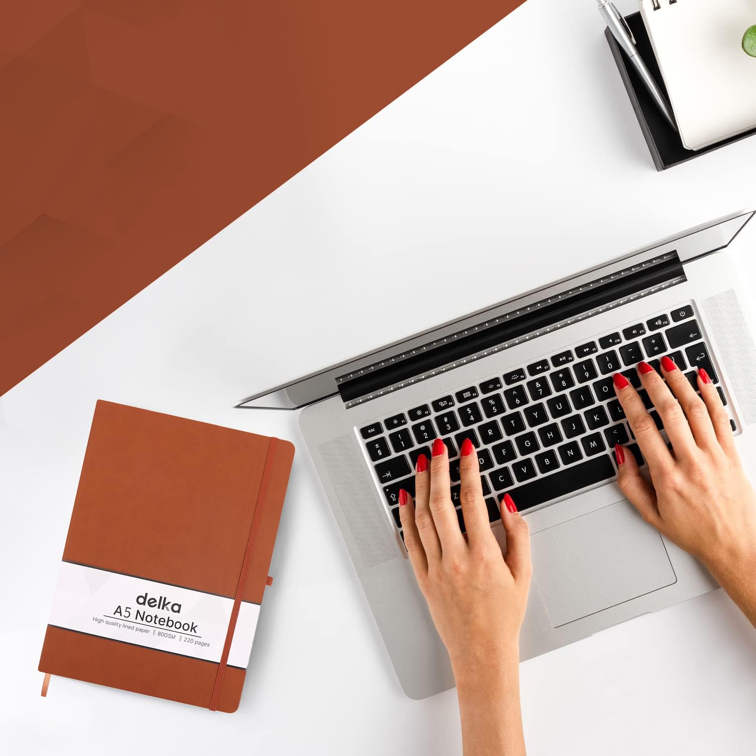 delka A5 Notebook - 220 Pages Ruled Journal | Vegan Leather Soft Cover | Brown