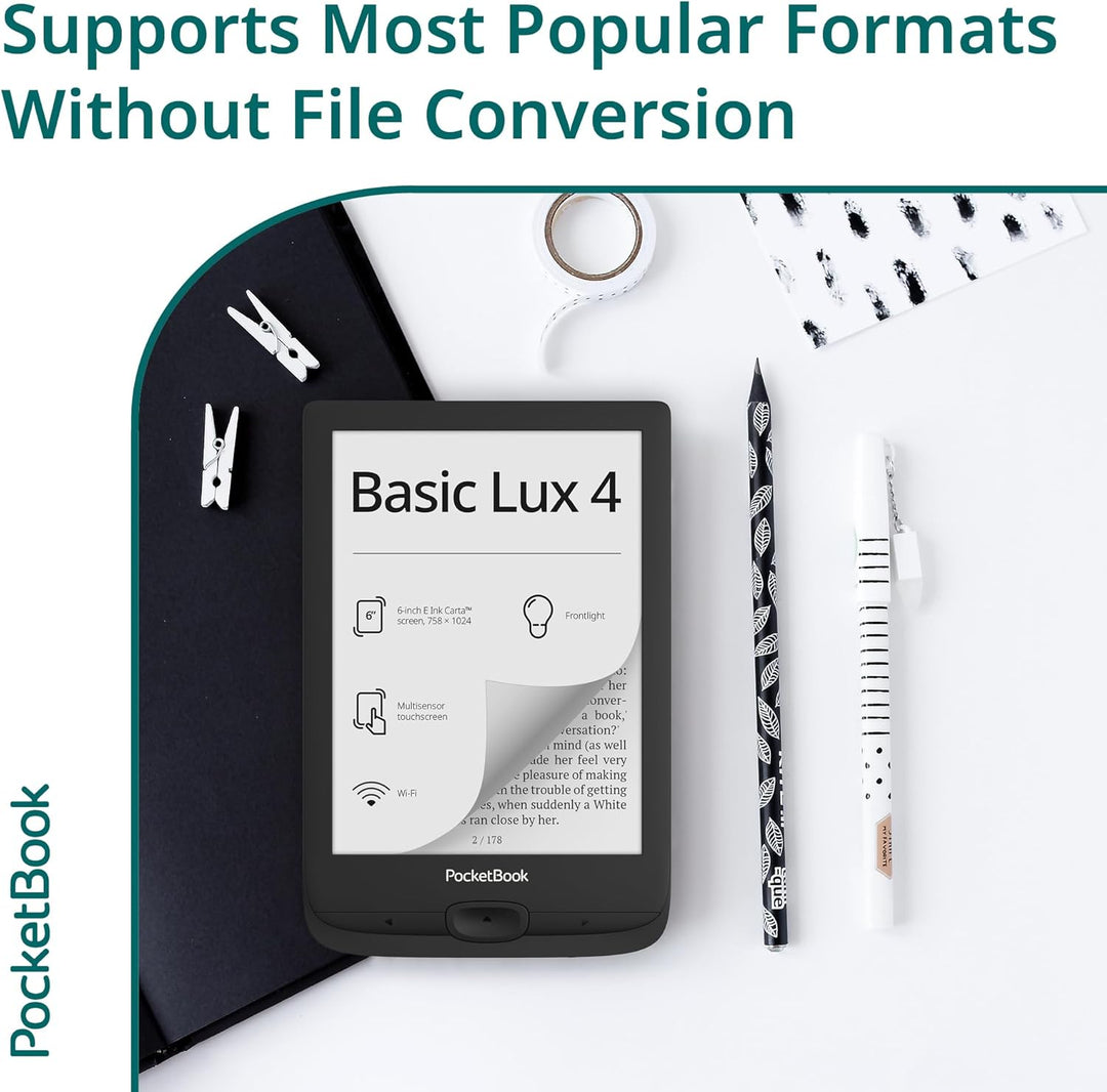 PocketBook Basic Lux 4 Ink Black E-Reader (PB618-P-WW)