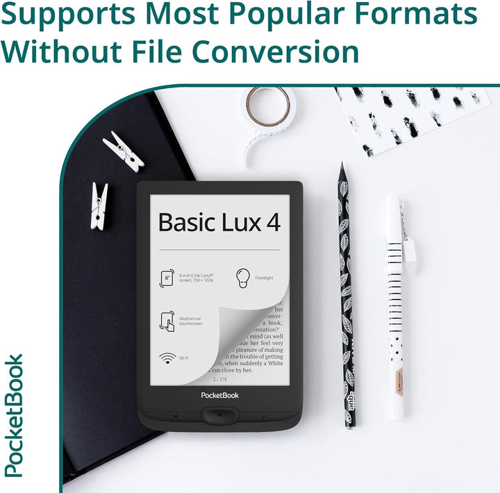 PocketBook Basic Lux 4 Ink Black E-Reader (PB618-P-WW)