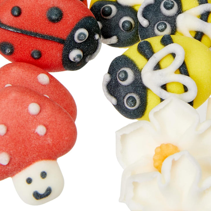 Culpitt Bee, Ladybird, Mushroom & Daisy Sugar Decorations, Spring Themed Edible Cake Toppers