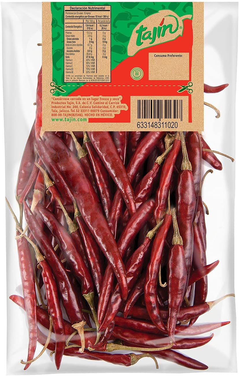 Tajin Arbol Chilli - Dried Arbol Chillies 75g Pack 4