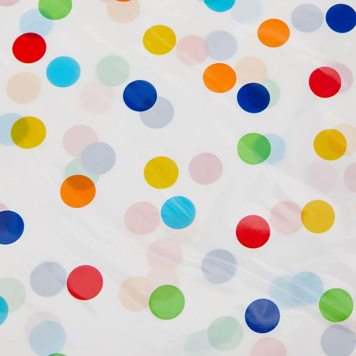 Rainbow Polka Dot Plastic Tablecloth 7ft x 4.5ft - Rectangular Party Table Cover