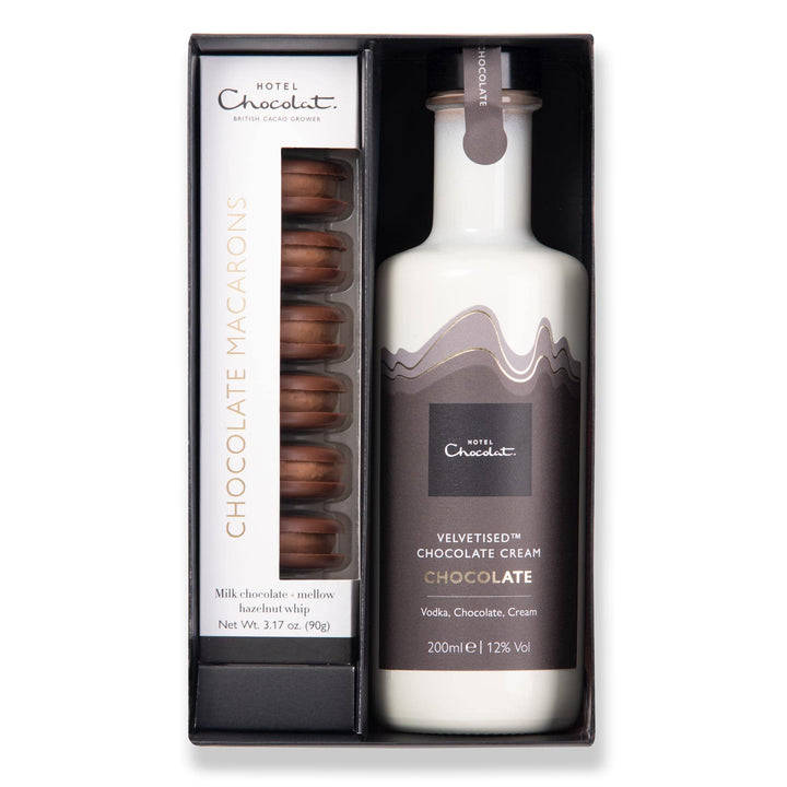 Hotel Chocolat Tipples & Treats: Velvetised Cream & Chocolate Macarons Gift Hamper