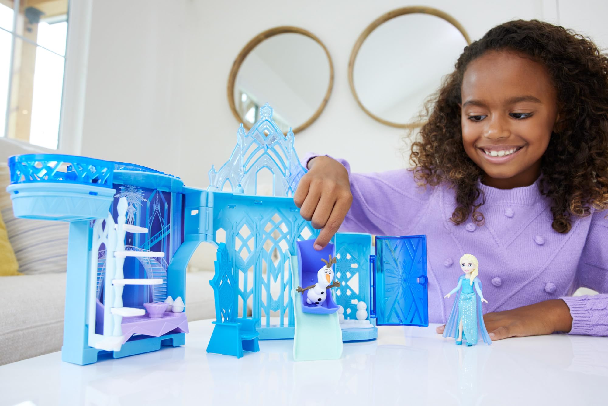 Mattel Disney Frozen Elsa's Ice Palace Stackable Playset with Small Doll and 8 Pieces 2