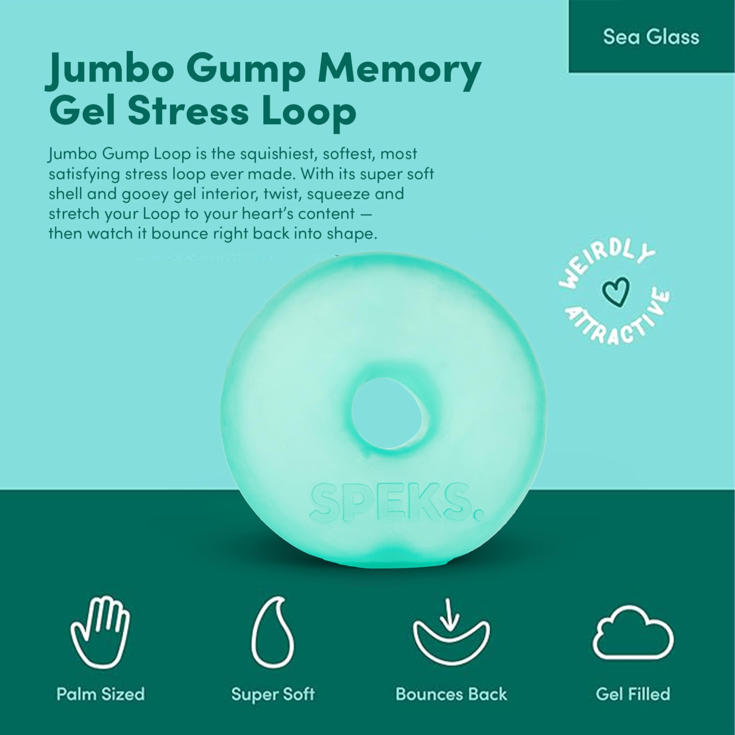 Speks Gump Jumbo Loop Gel-Filled Stress Ball - Ultra-Squishy Fidget Toy | Teal | Large 1 Loop 2