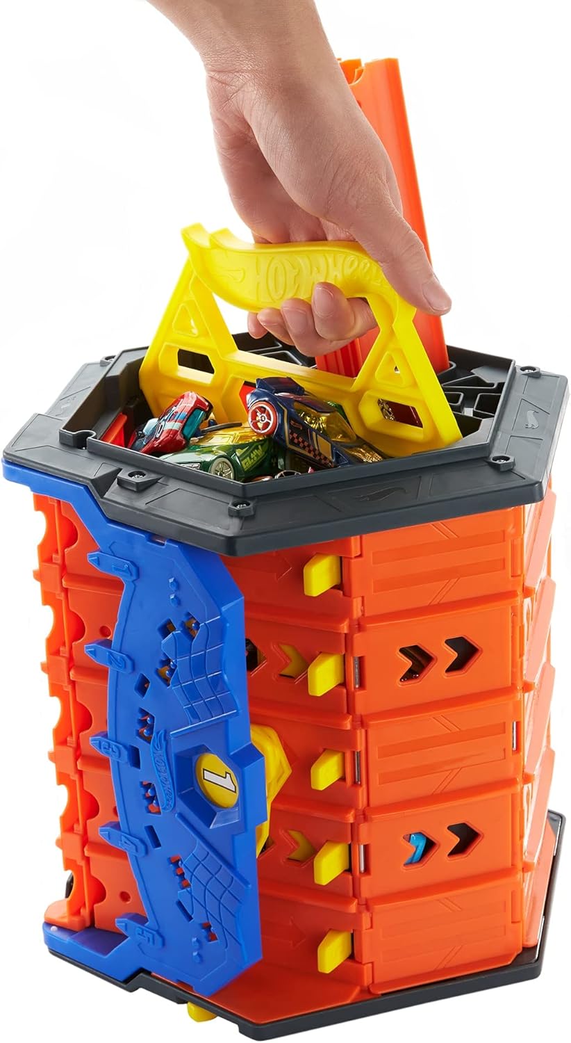 Hot Wheels Roll Out Raceway Track - 5-Lane Racetrack with Storage Bucket for Kids 4+ 3