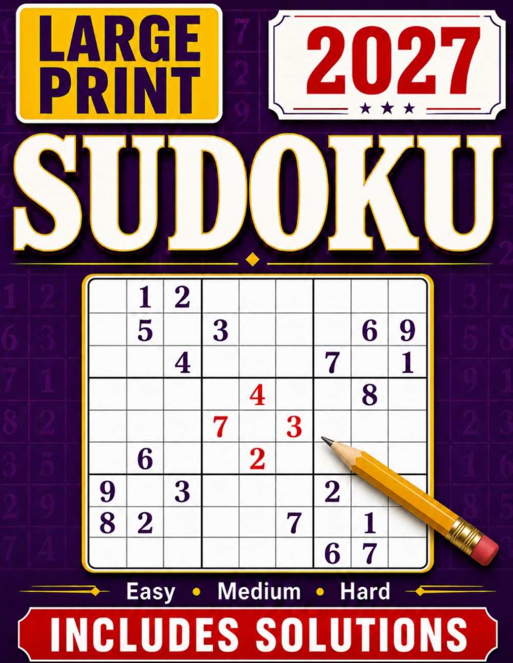 SENIOR TASSE Large Print Sudoku Puzzle Book - Easy, Medium, Hard Puzzles | Paperback