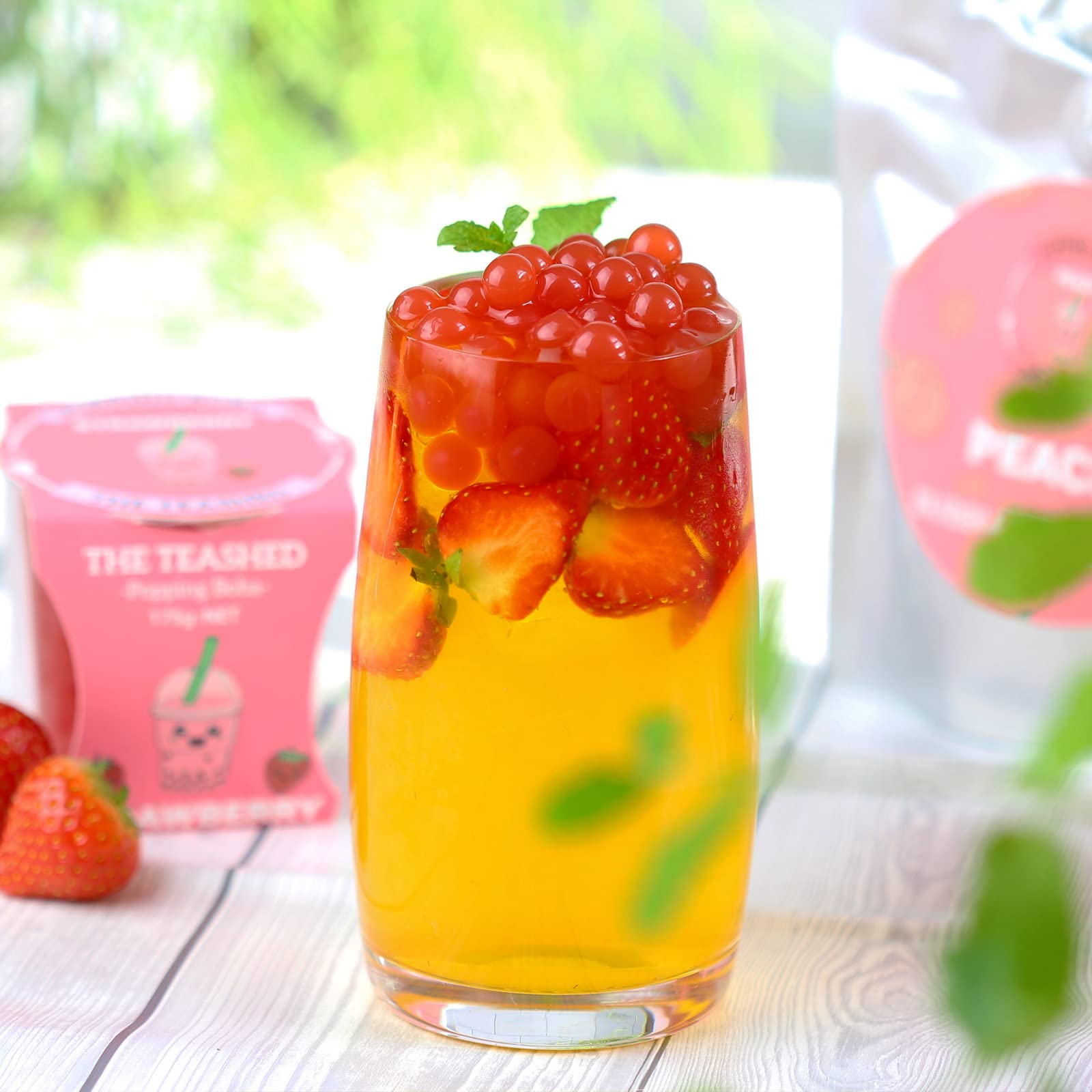 The *TeaShed Fruit Bubble Tea Kit Gift Box - 6 Servings with Mango, Strawberry, Peach & Cherry Boba 5