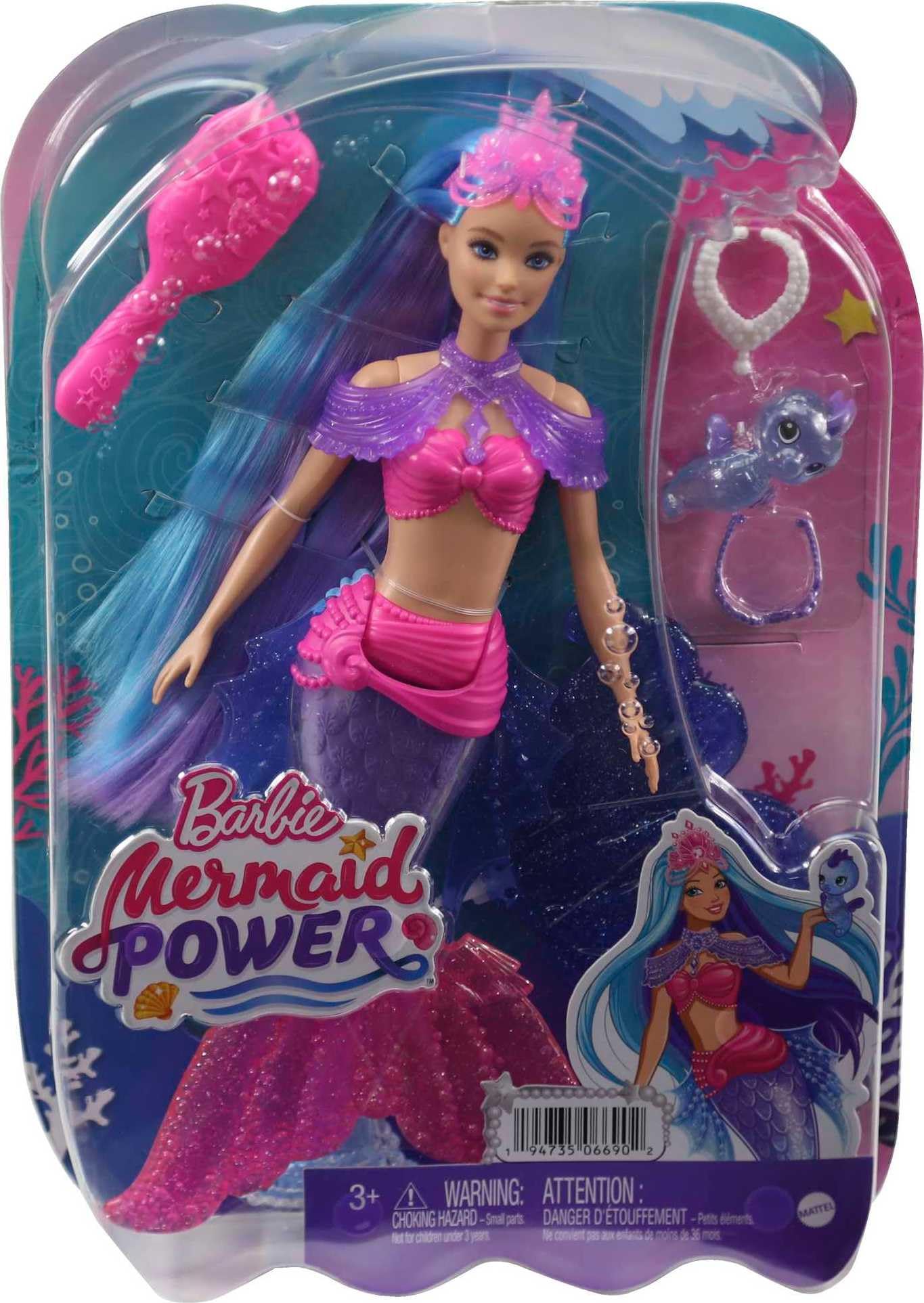 Barbie Mermaid Power Barbie “Malibu” Roberts Doll with Pet, Interchangeable Fins & Accessories | Age 3+ 6