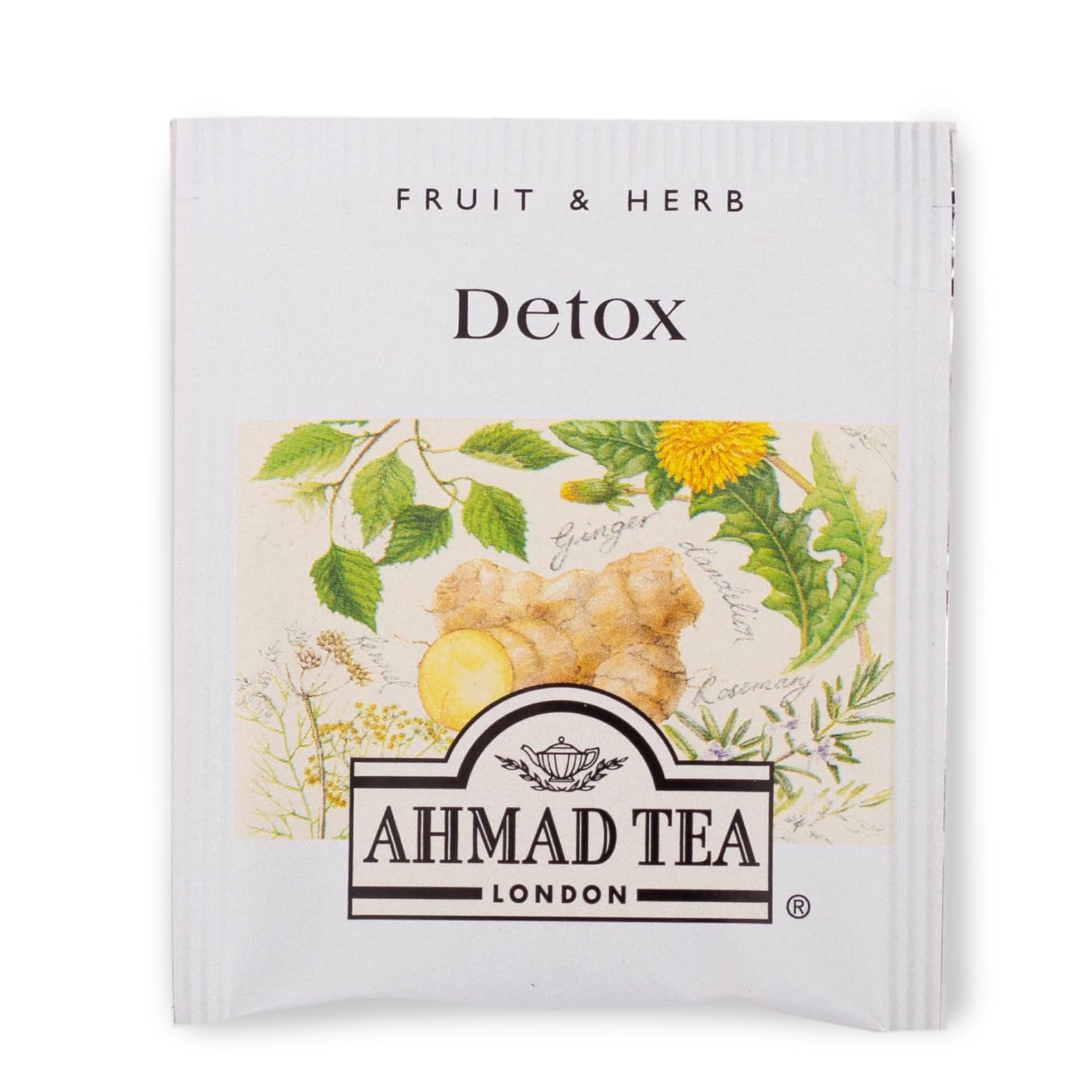 Ahmad Tea Detox Herbal Infusion - 20 Teabags, 100g | Ginger, Dandelion, Peppermint