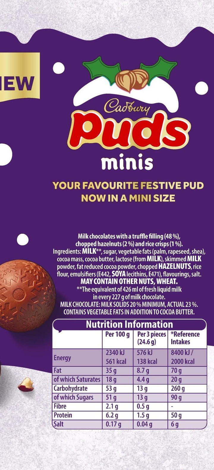Cadbury Dairy Milk Christmas Mini Puds with Truffle Centre, Hazelnut & Rice Crisps