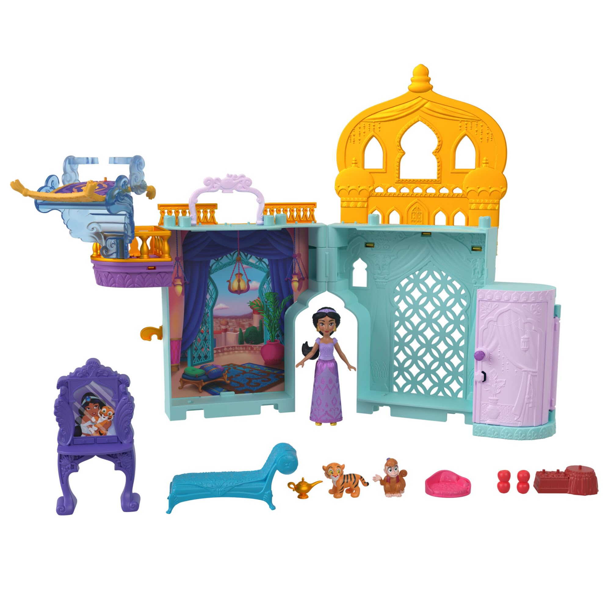 Mattel Disney Princess Storytime Stackers - Jasmine's Palace Playset with Doll & Friends, Inspired by Aladdin 1