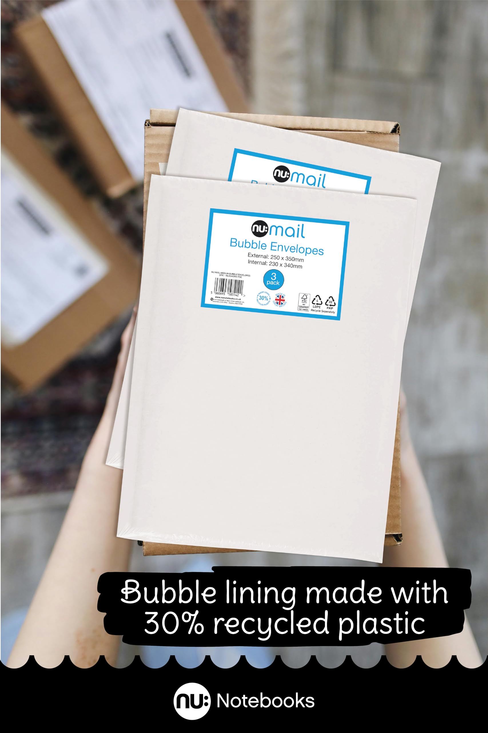 nu: Mail Padded Bubble Envelope Medium - Protective Packaging | 3 Pack | White 6
