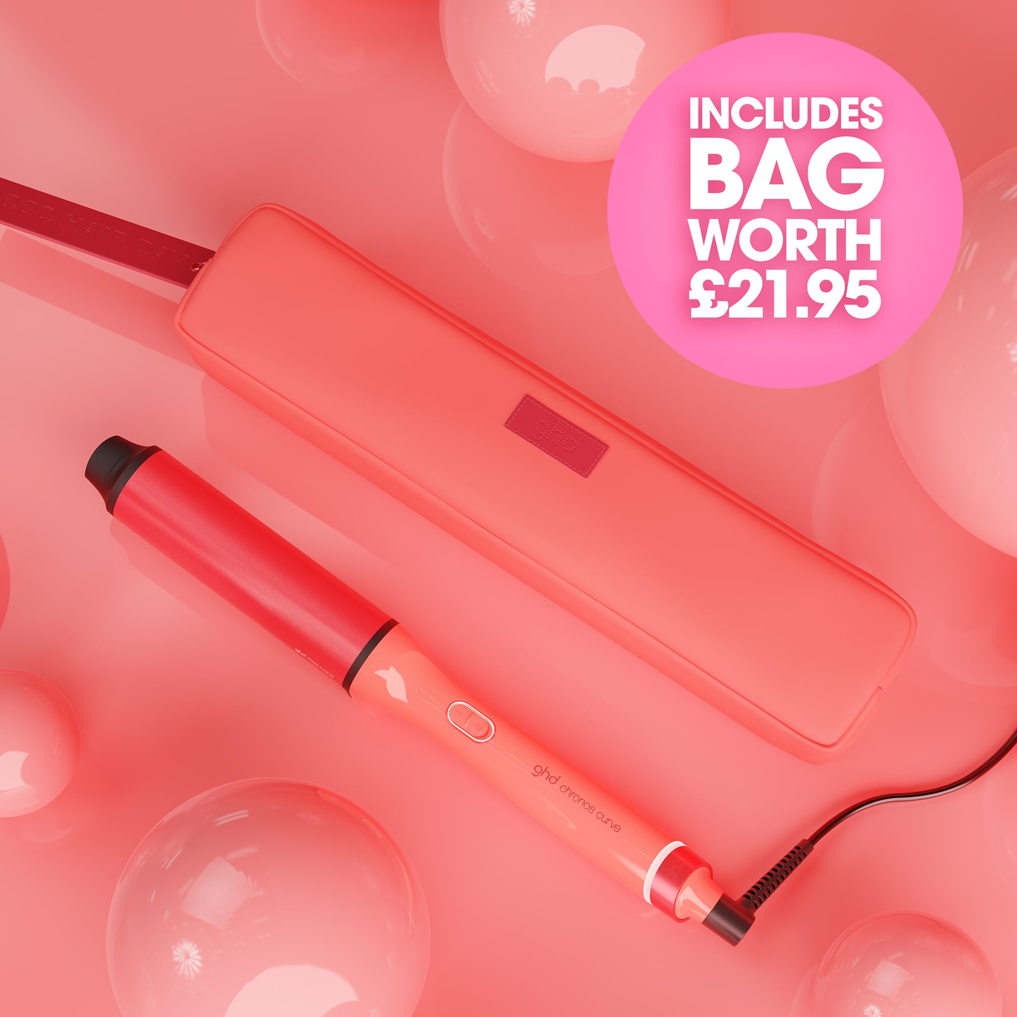 ghd Chronos Curve Max Wand - 38mm Barrel | Candy Coral Limited Edition | 2x Faster Styling 3