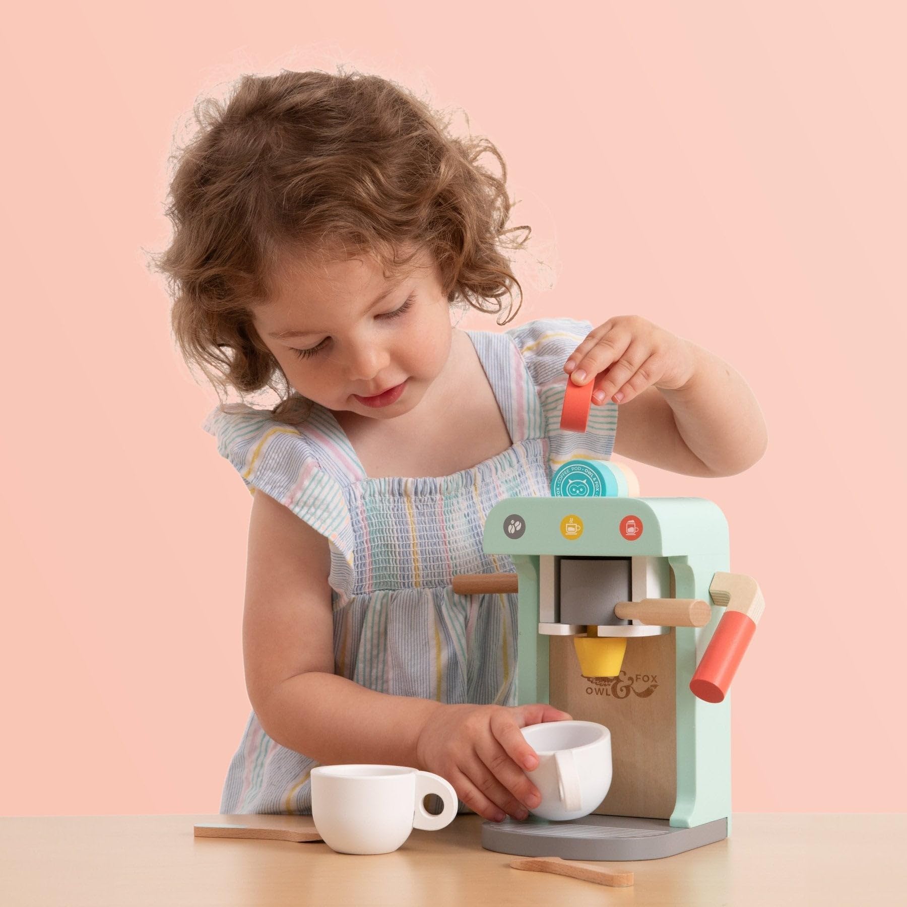Owl & Fox Wooden Coffee Machine - Imaginative Play for Children 3+ | FSC Certified Wood