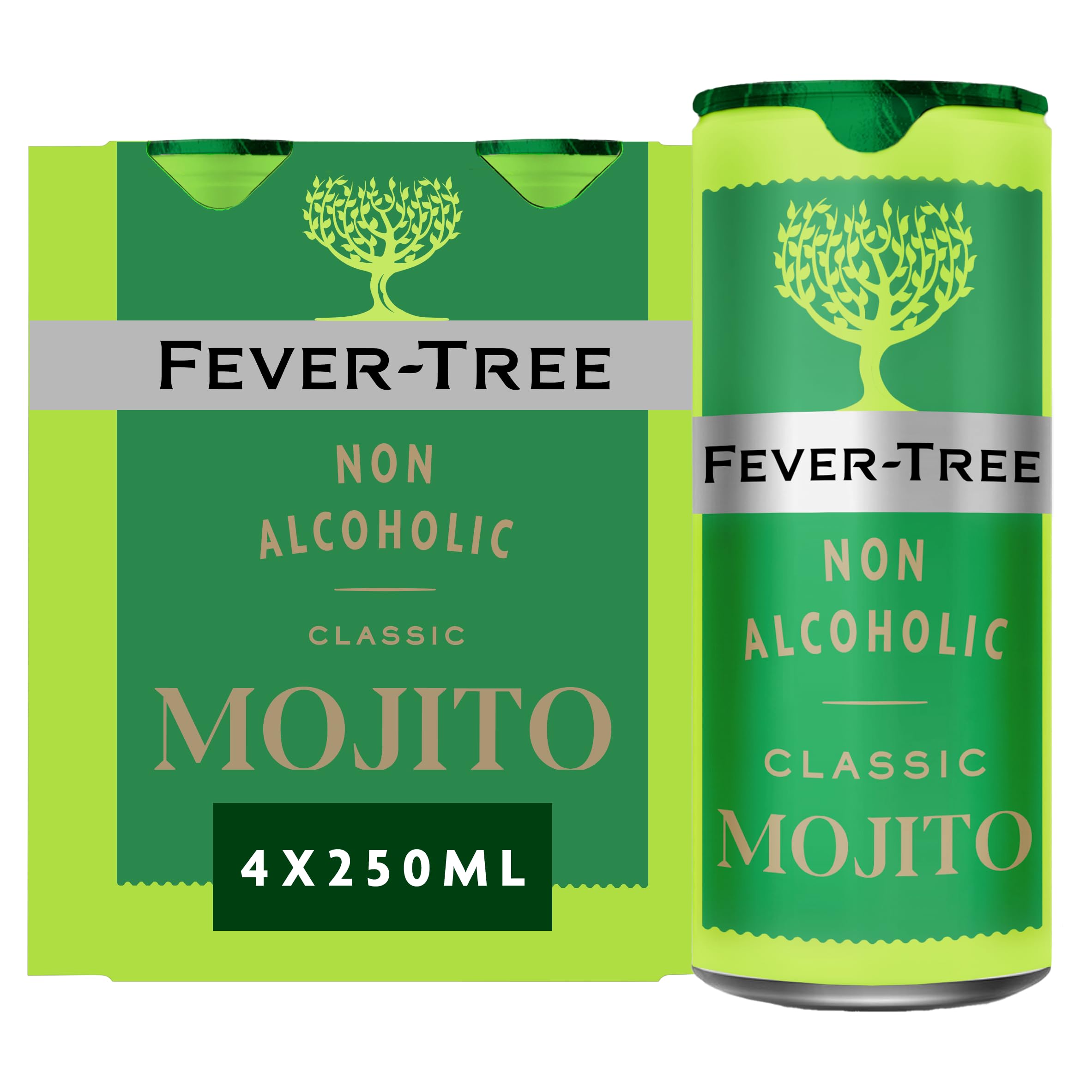 FEVER-TREE Non-Alcoholic Mojito Mixer | 4 x 250ml Cans | Low Calorie (19 kcal/100ml)