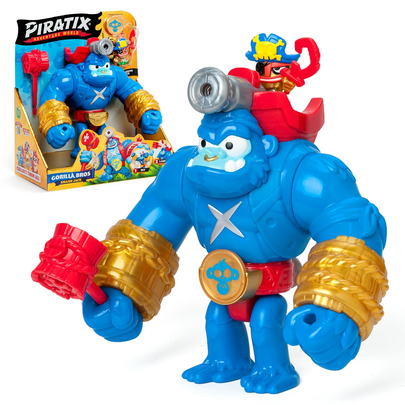 PIRATIX ADVENTURE WORLD Smash Jack Gorilla Bros Action Figure | 16.3 cm H | Blue Plastic