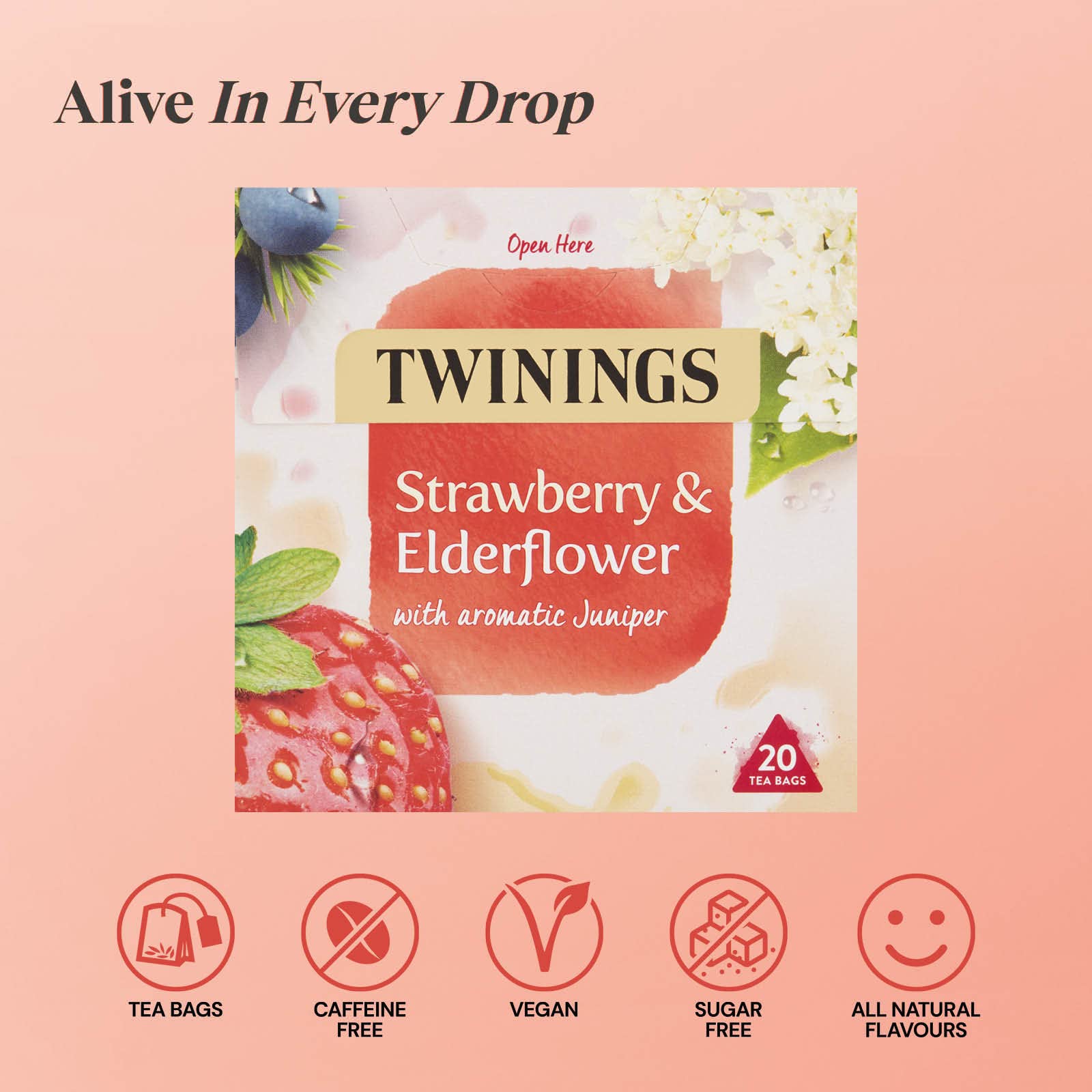Twinings Strawberry and Elderflower Herbal Tea 20 Bags 4