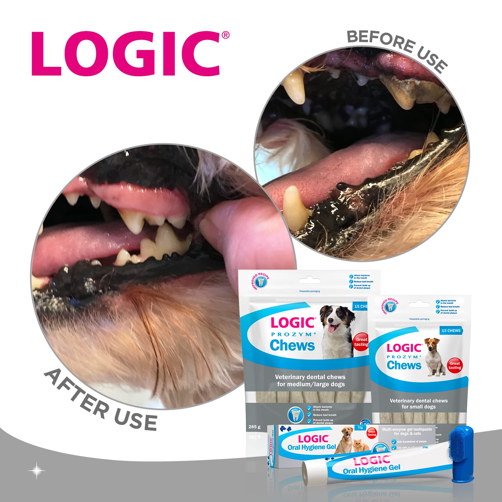 Logic Prozym Dental Sticks for Medium/Large Dogs & Puppies | Beef Flavor | 15 Count 3
