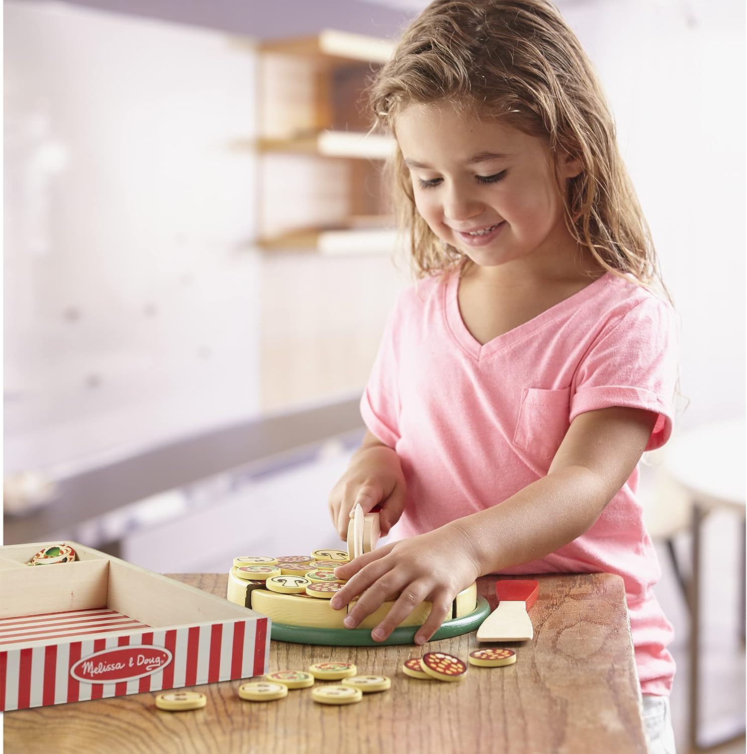 Melissa & Doug Wooden Pizza Party Play Set - Pretend Play Food for Ages 3+ 2
