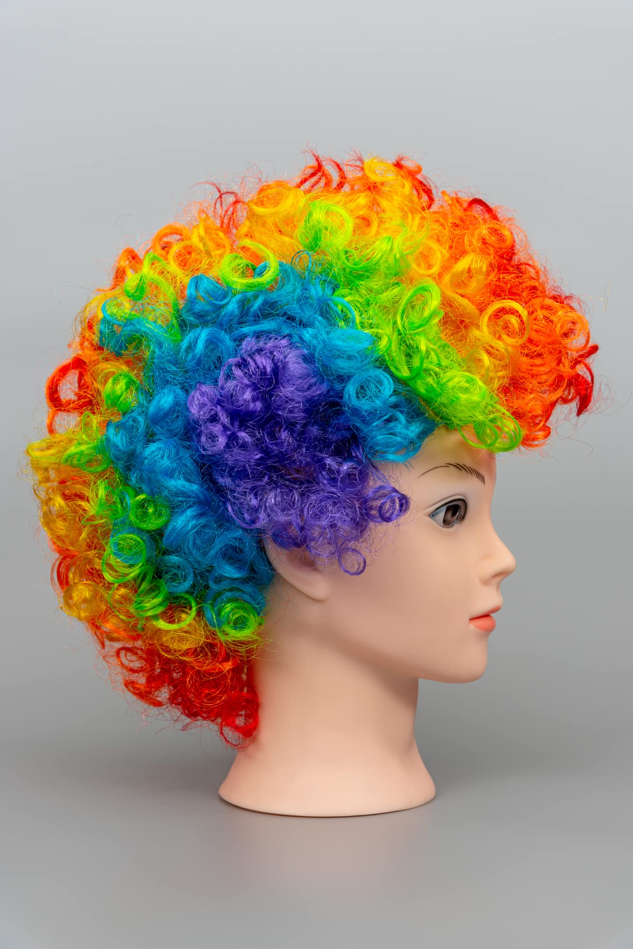 SHATCHI Rainbow Afro Wig Curly Bouncy Hair for Fancy Dress Party Costume Disco 60s 70s 80s Theme Unisex 3