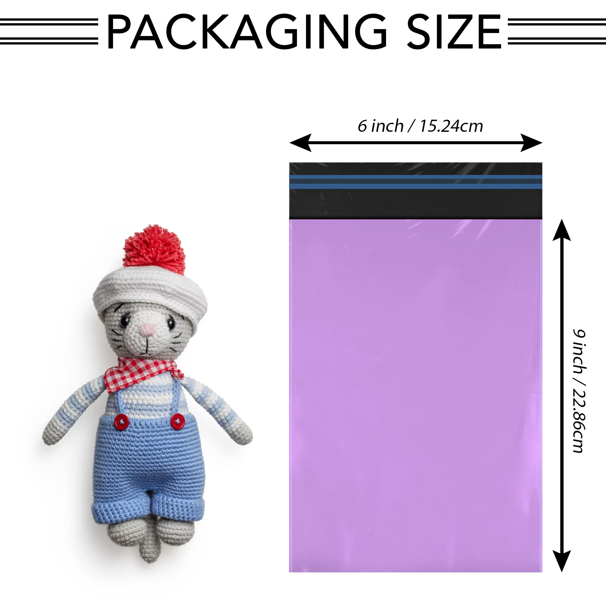 iSOUL Opaque Mailing Bags - 100 Pack, 6 x 9 Inch, Purple, Water Resistant | Self-Seal 5