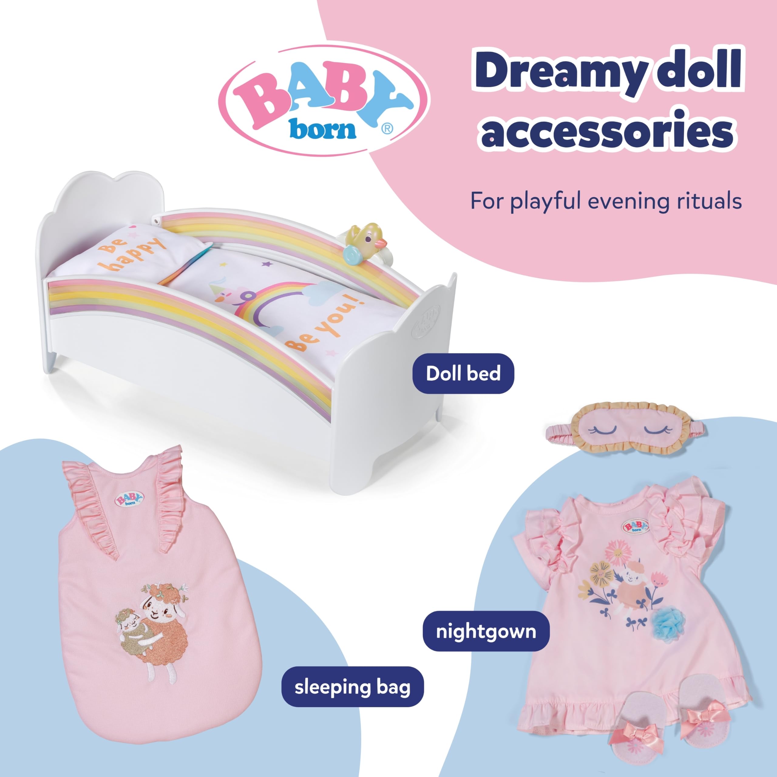 BABY born Nightgown Set - Includes Sleep Mask & Slippers | Pink | Polyester 5