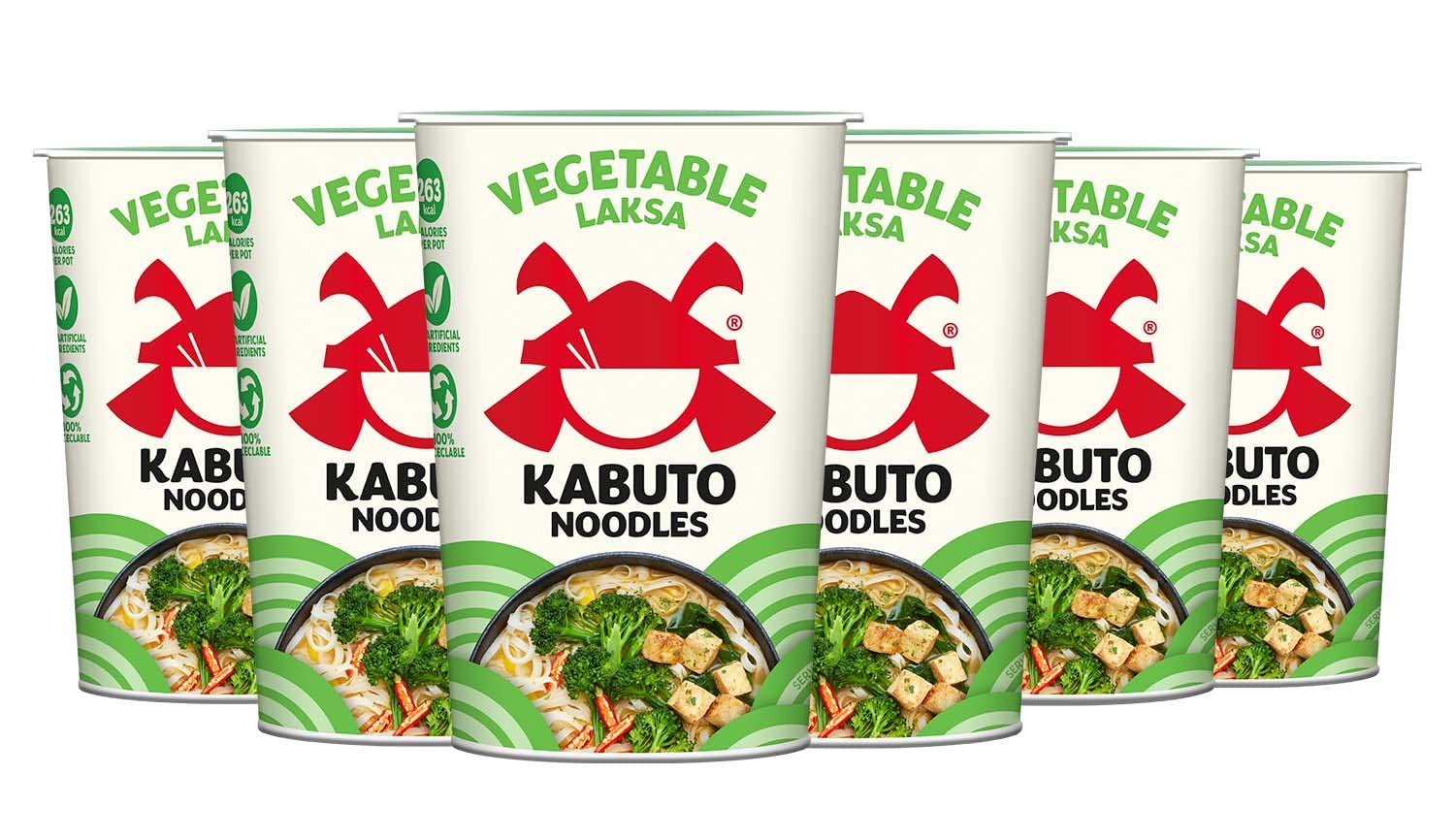 Kabuto Noodles - Vegetable Laksa Instant Noodles | 6 Pack (6 x 65g) | Gluten Free, Low Fat, 100% Recyclable Packaging 1