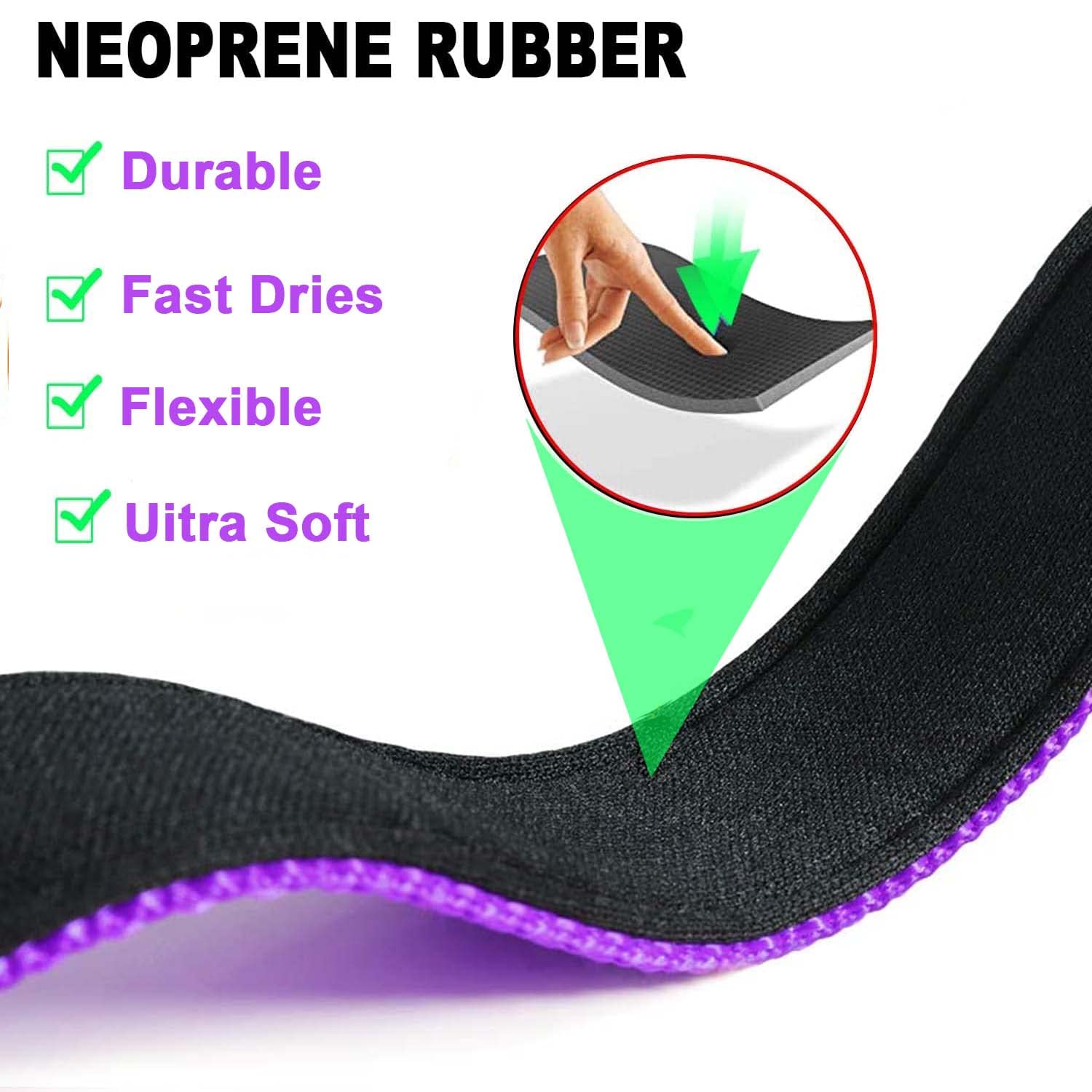 ATETEO Adjustable Dog Collar - Padded Neoprene, Reflective Straps, Quick Release Buckle, Purple, Size M 6