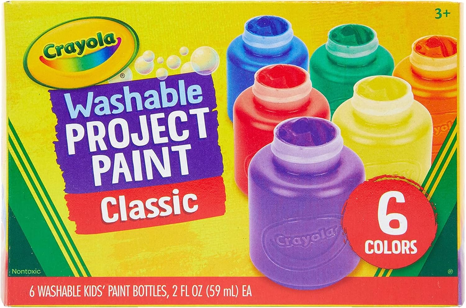 Crayola Washable Kids Paint Set - 6 Non-Toxic Tempera Paints for Ages 3+ 3