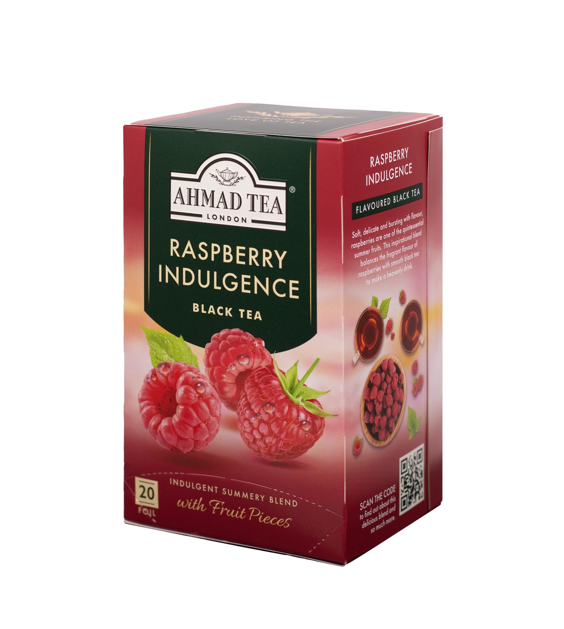 Ahmad Tea Raspberry Indulgence Fruit Black Tea - 20 Teabags | 40g | Sugar-Free 3