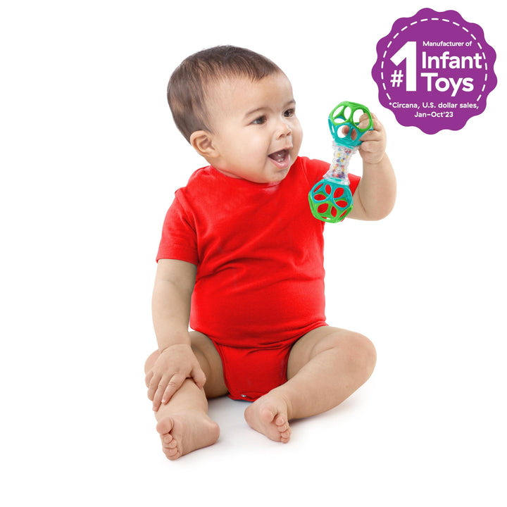 Bright Starts Oball Shaker Rattle Toy - BPA-Free, Easy-Grip Design for Newborns+
