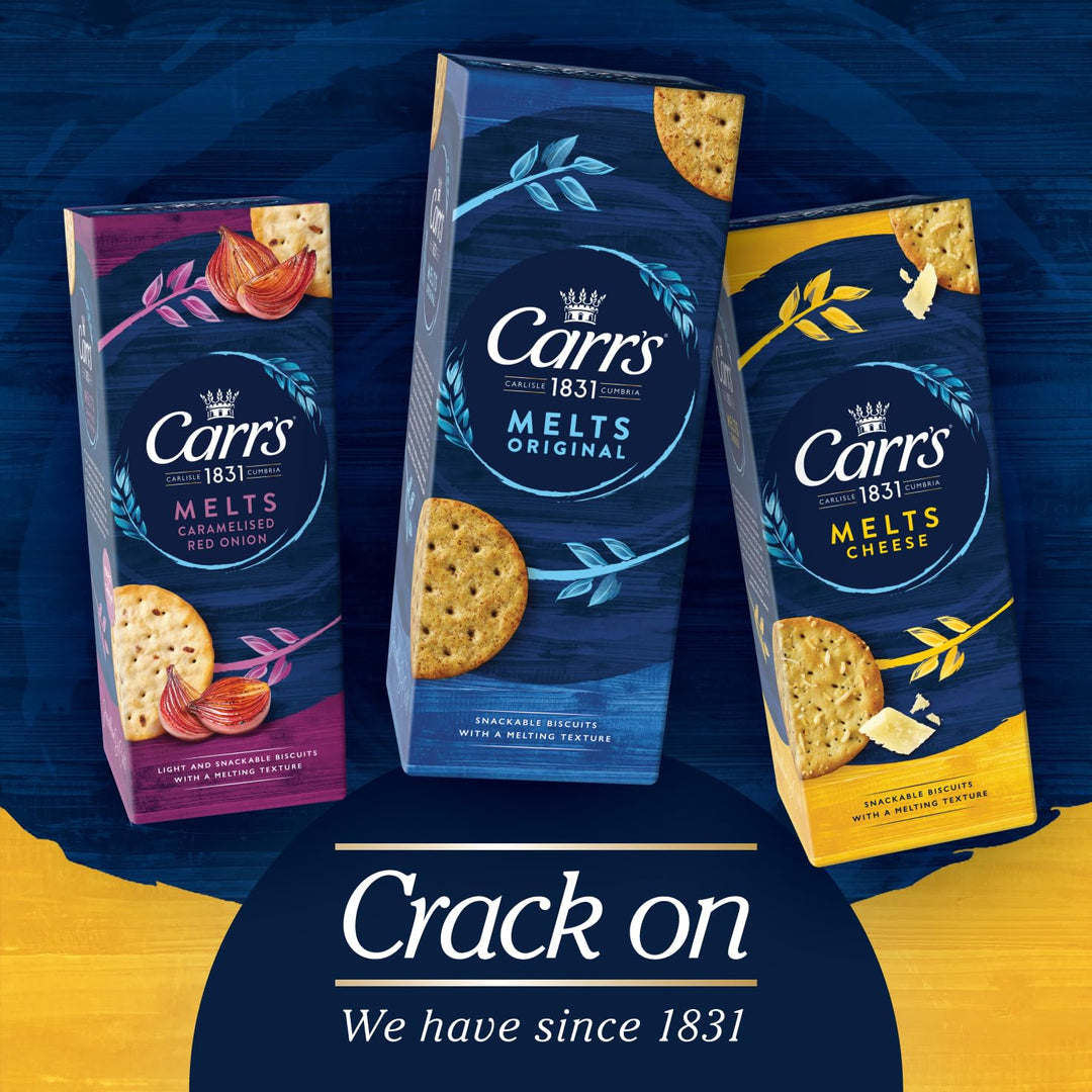 Carr's Melts Cheese Crackers, 150 g - Savoury Multigrain Snack with Salted Cheese Flavor