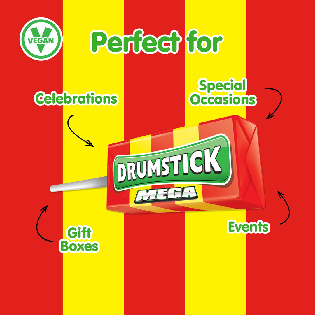 Swizzels Mega Original Drumstick Raspberry and Milk Flavoured Lollies, Multipack Bulk Box (36 Lollies)