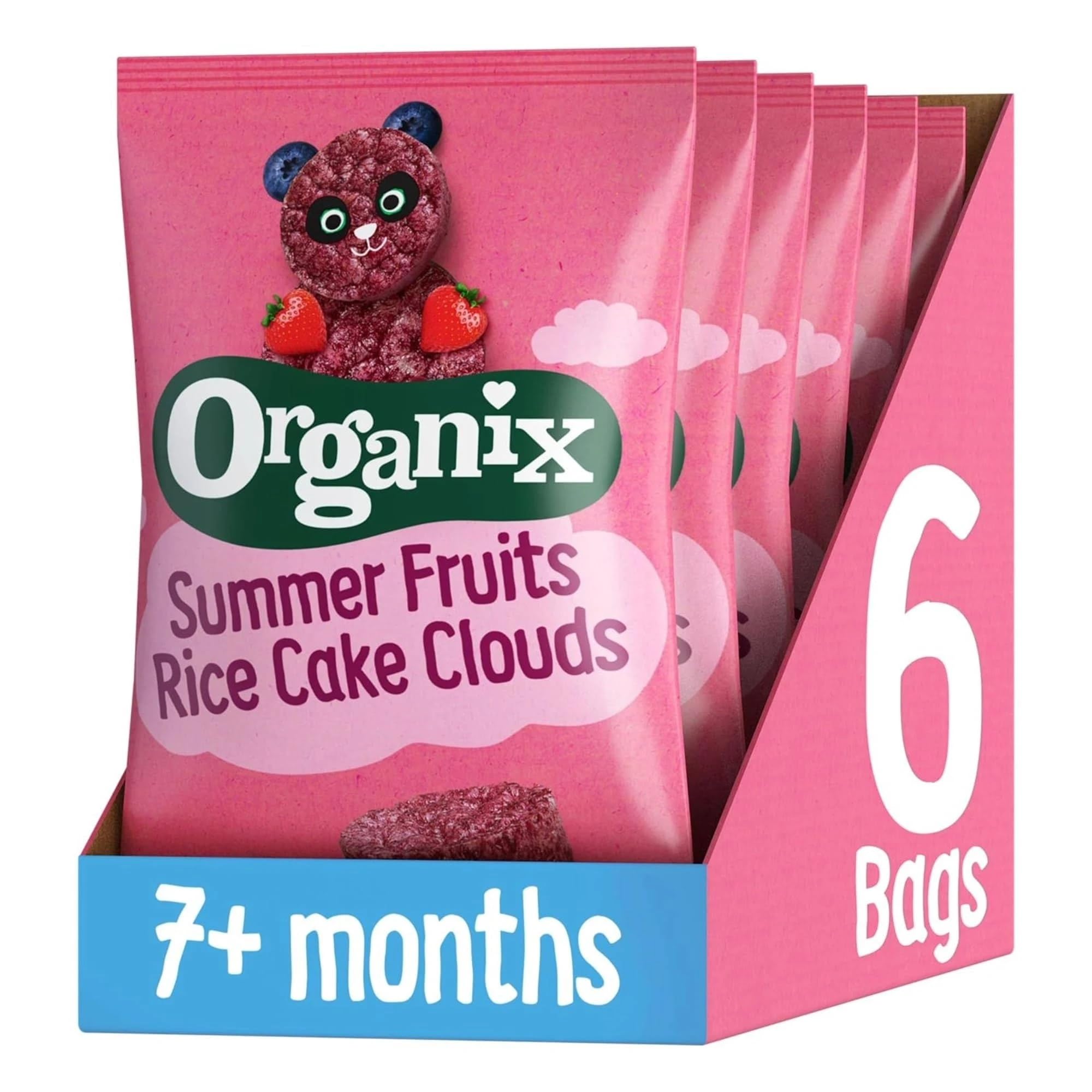 Organix Summer Fruits Rice Cake Clouds Baby Snacks, Organic, 40g Pack of 6