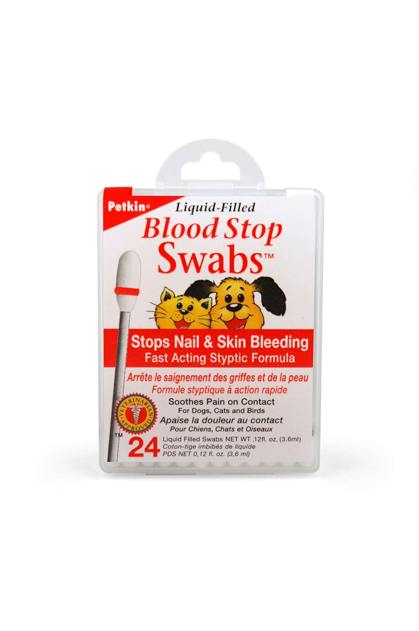 Petkin Pet Blood Stop Swabs - Fast Acting Styptic Solution with Lidocaine for Minor Bleeding | 20g