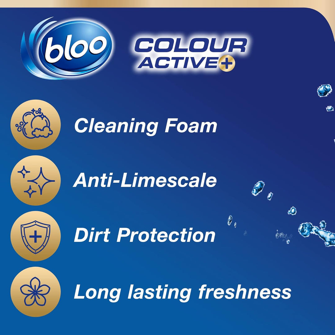 Bloo - Colour Active Toilet Rim Block Fresh Flowers with Anti-Limescale & Cleaning Foam