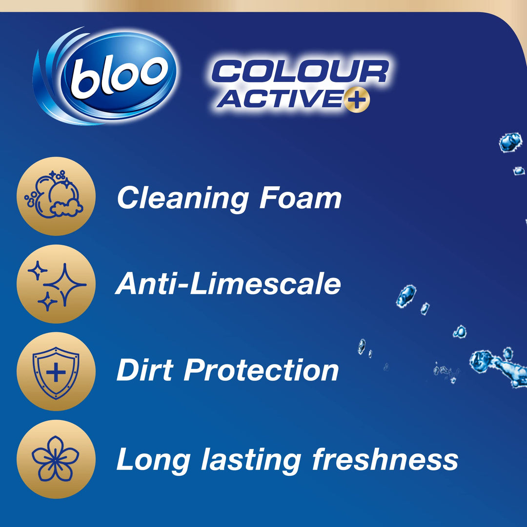 Bloo Colour Active Flower Rim Block, 150 g - Toilet Cleaning with Fresh Scent & Anti-Limescale