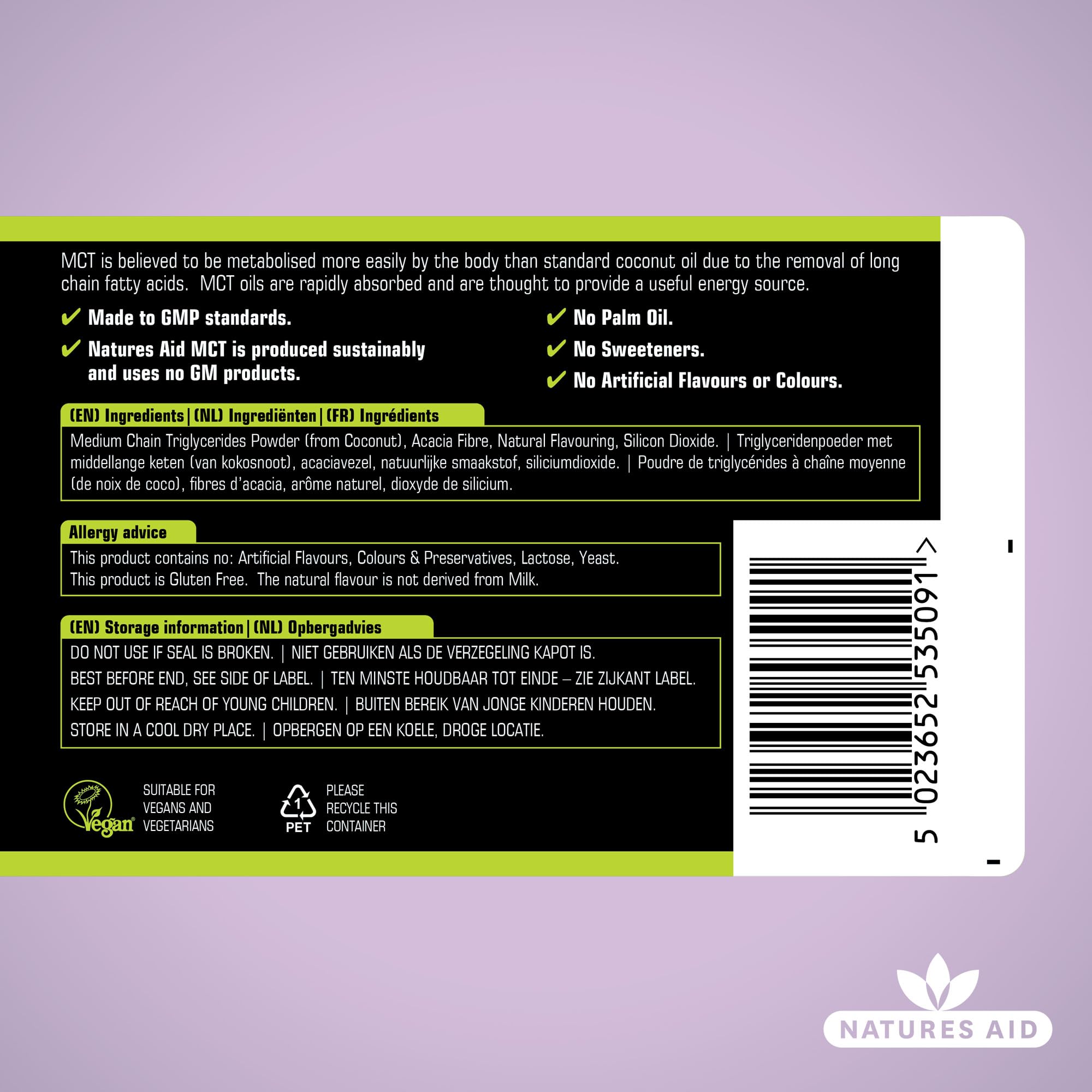 Natures Aid MCT Oil Creamer Powder - Vegan, Sustainably Sourced, Rapidly Absorbed for Energy - 100% Coconut Oil 3