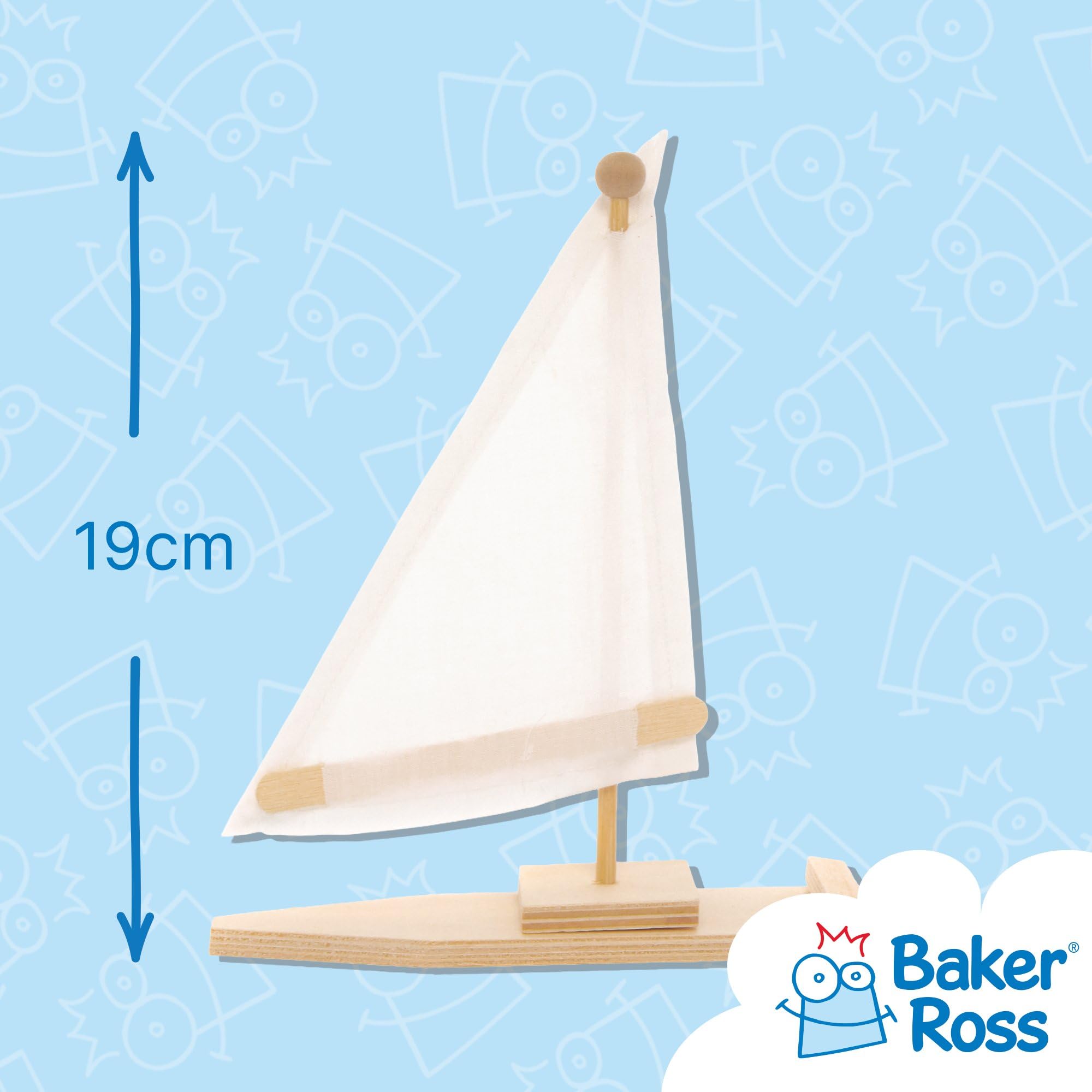 Baker Ross Wooden Sailboat Kits - Pack of 2 | Craft Kit | Plywood 3