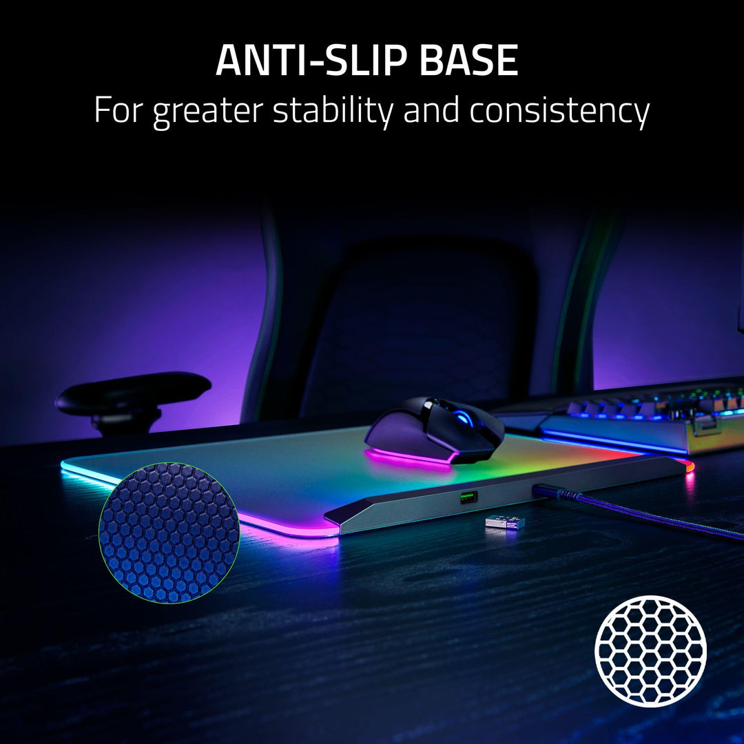 Razer Firefly V2 Pro - RGB Backlit Gaming Mouse Mat with 15-Zone Chroma Lighting & Integrated USB Port
