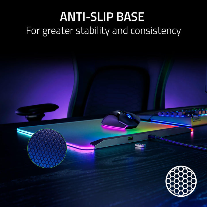 Razer Firefly V2 Pro - RGB Backlit Gaming Mouse Mat with 15-Zone Chroma Lighting & Integrated USB Port