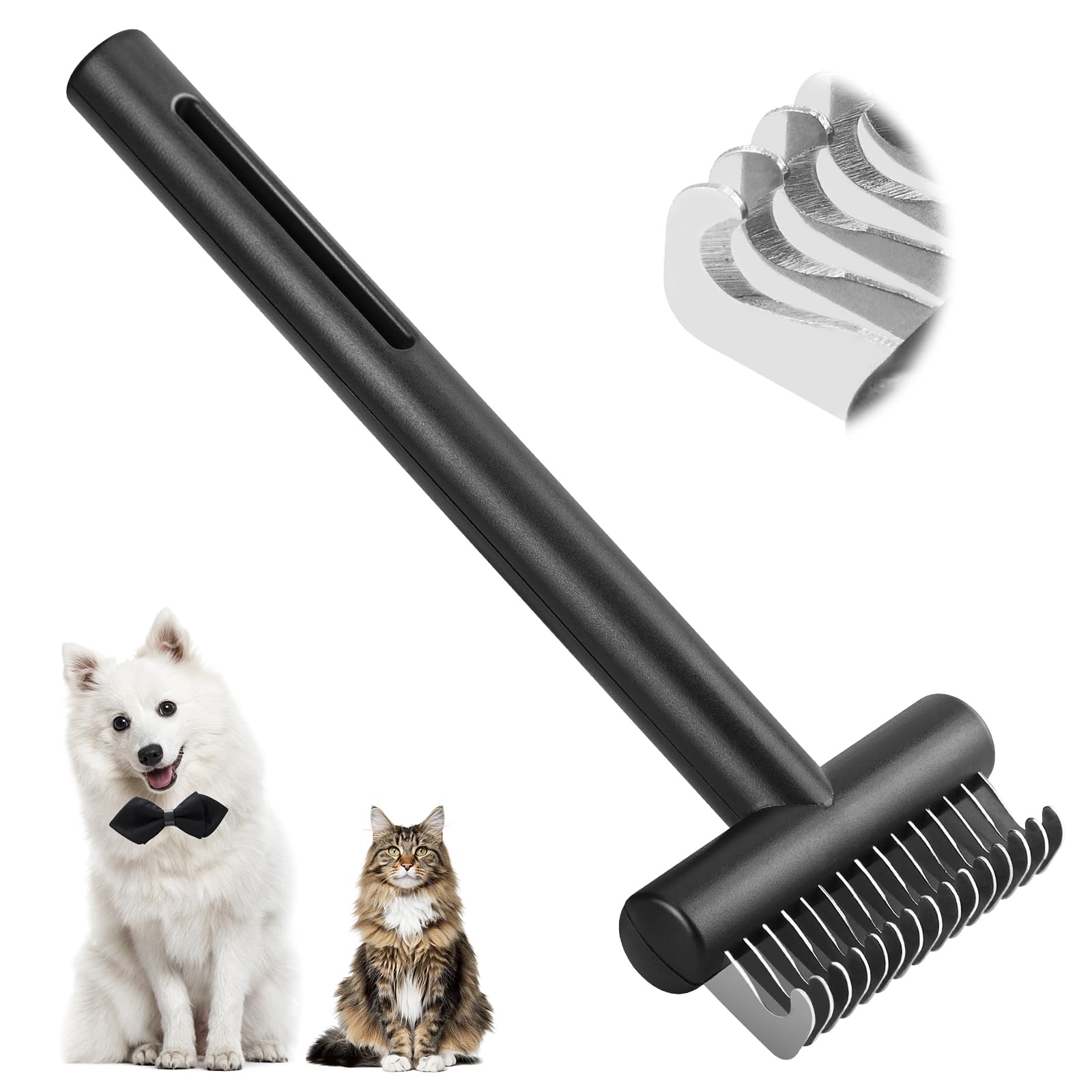 Euqvunn Dematting Comb for Dogs and Cats - Stainless Steel Teeth | Lightweight ABS Body | 17.5 x 7.2 x 1.9 cm