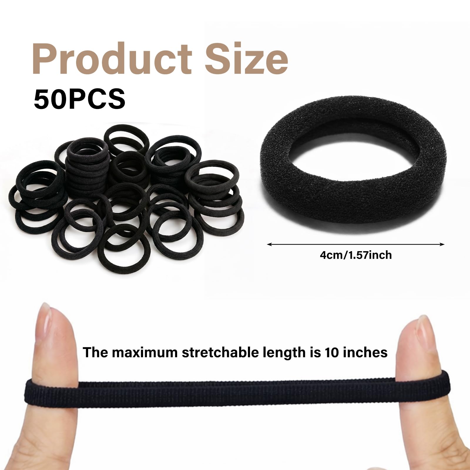 Lafefe 30 Pcs Thick Seamless Hair Bobbles - Strong Elastic Hold | Black | Medium Size