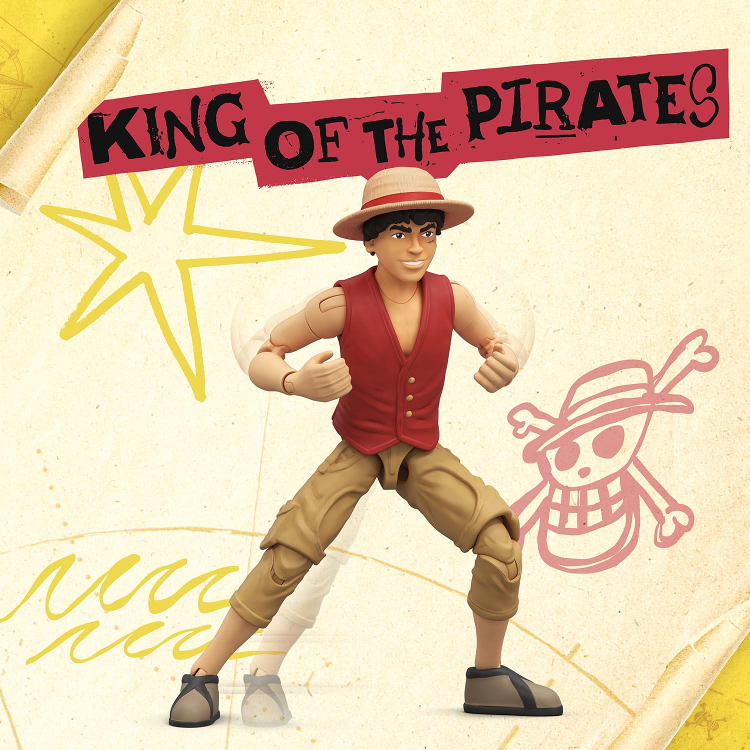 One Piece Monkey D. Luffy 6" Action Figure with 6 Accessories | 22 Points of Articulation 2