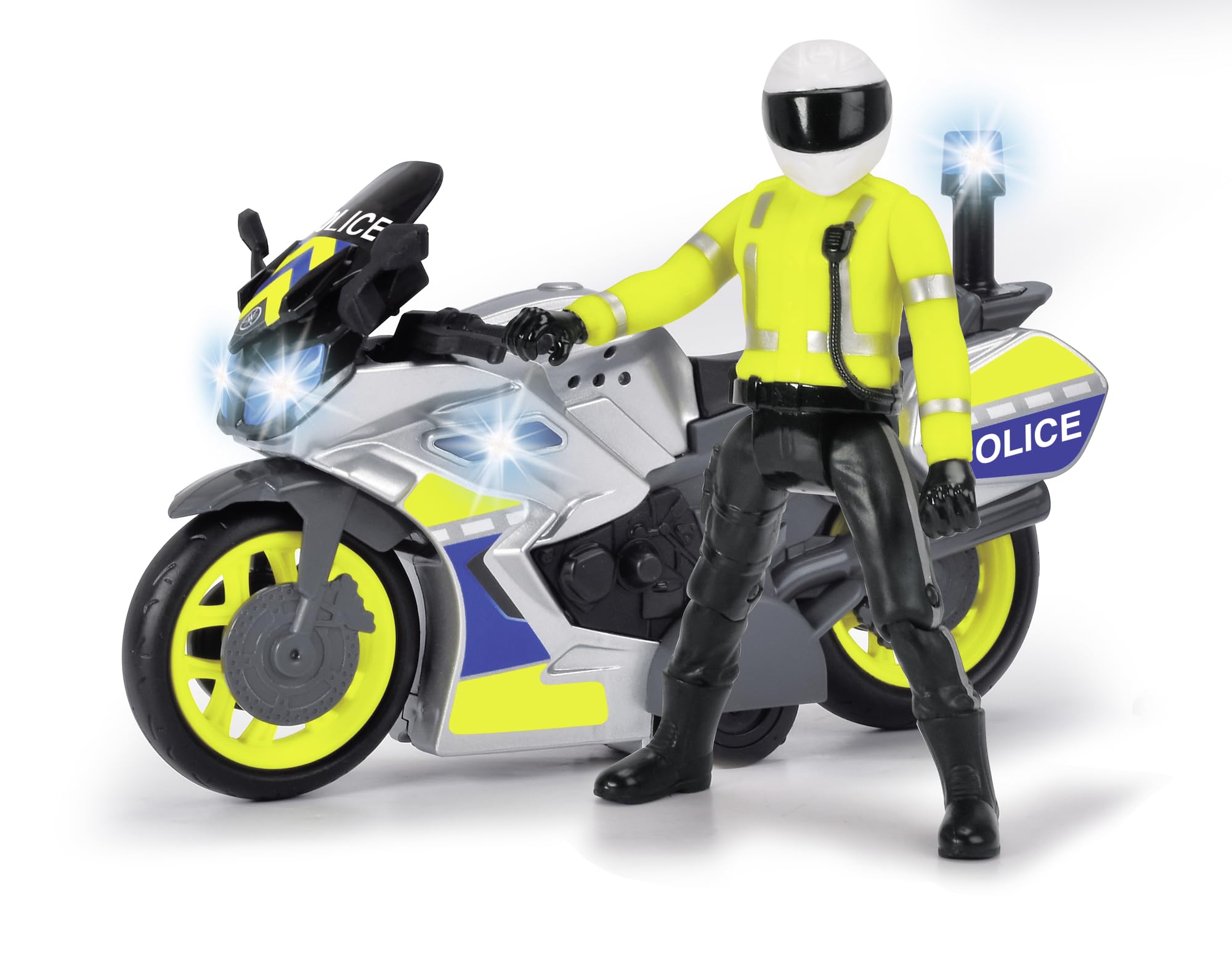 Dickie Toys 203712018 Yamaha Police Motorcycle with Officer Figure - Friction-Powered Ride-On Toy with Lights & Sound for Kids 3+ 11